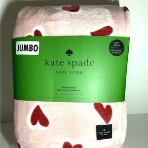 Kate Spade Baby Pink and Red Heart Plush Blanket.. ❤️ BRAND NEW..